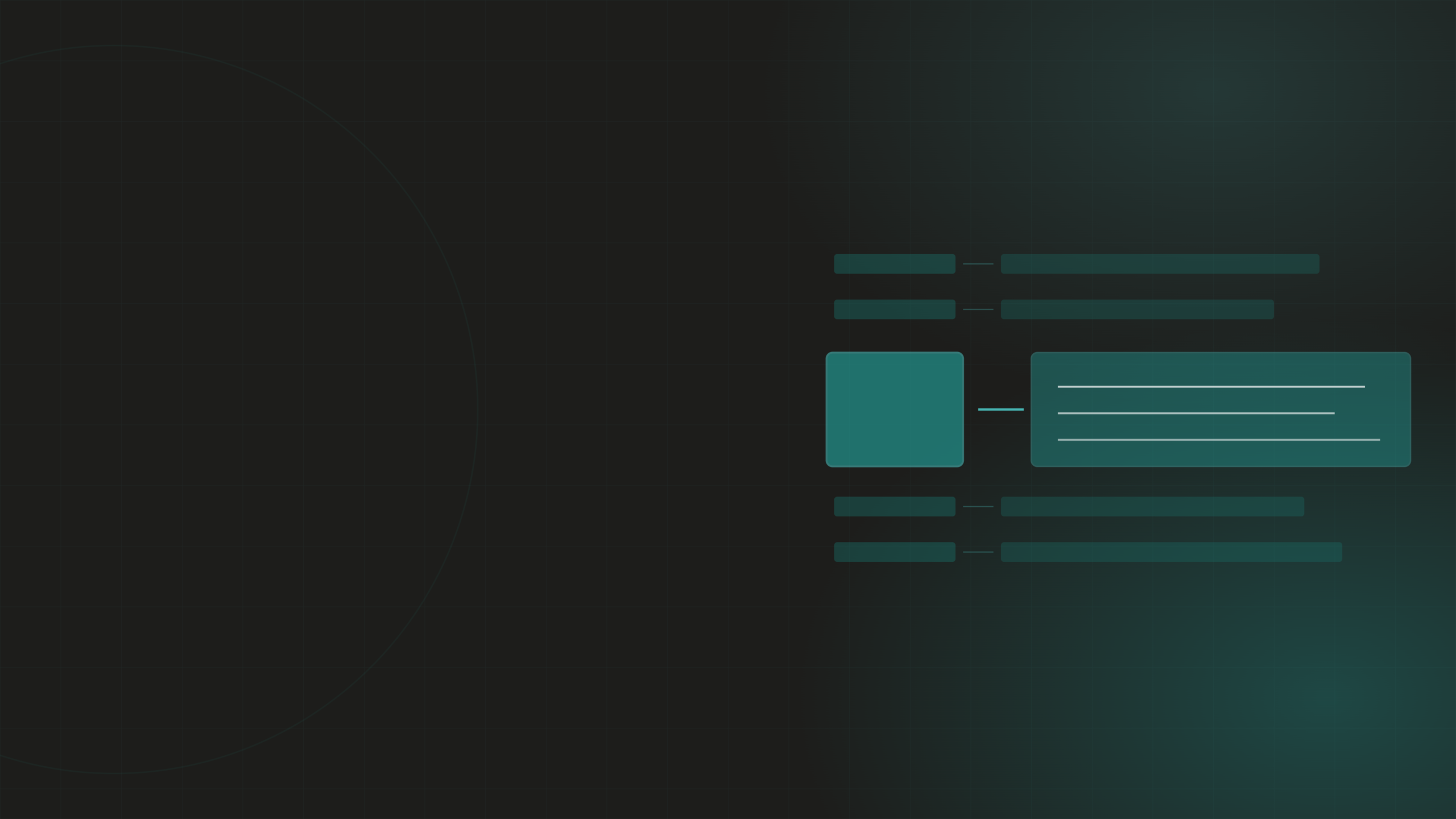 Abstract graphic of stacked question and answer rows with one row expanded